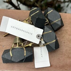 Anthropologie Geometric Black Knobs with Gold Detailing